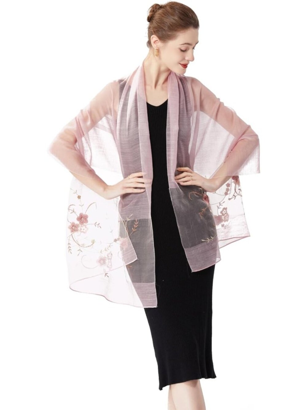 Elegant Silk & Wool Long Scarf Shawl Wrap for Evening Dress - Versatile